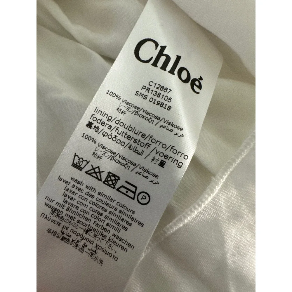 Nwt Chloé white Navy girls kids crêpe swing dress Sz 4